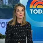 Savanah’s black metallic print smocked top on Today