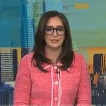 Savannah’s pink contrast trim cardigan on NBC News