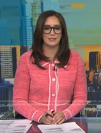 Savannah’s pink contrast trim cardigan on NBC News