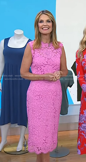 Savannah’s pink floral lace dress on Today