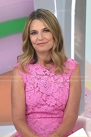 Savannah’s pink floral lace dress on Today
