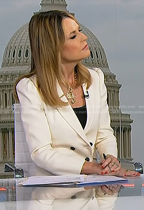 Savannah’s white double breasted blazer on Today