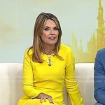 Savannah’s yellow front slit sheath dress on Today