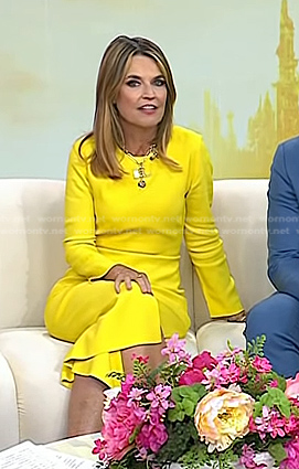 Savannah’s yellow front slit sheath dress on Today