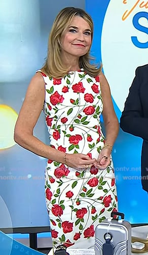 Savannah’s white rose print dress on Today