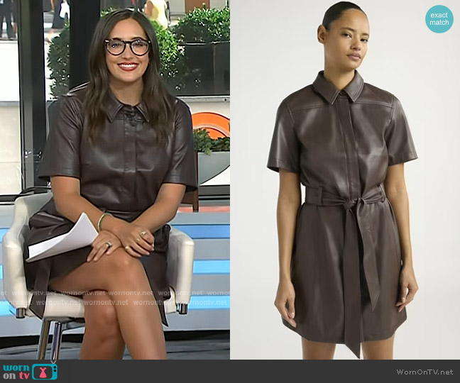 Scoop Faux Leather Collared Mini Shirt Dress worn by Savannah Sellers on Today