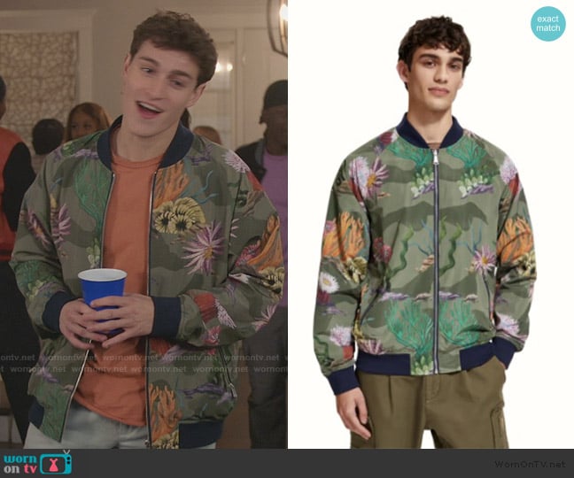 Scotch and Soda Sea Life Printed Reversible Bomber Jacket