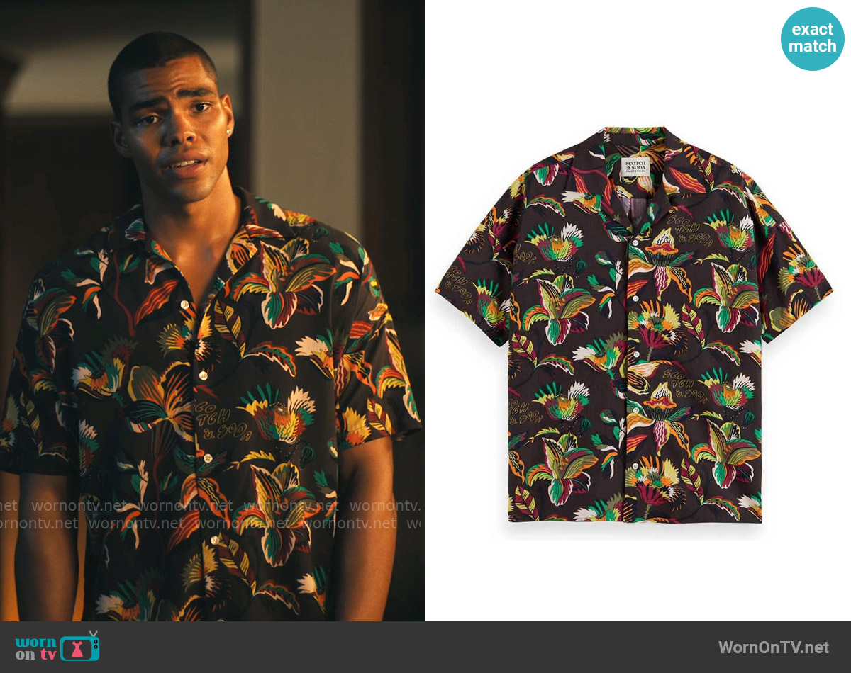 Scotch & Soda Wildflower Chocolate Shirt worn by Zion Lindsey (Nicholas Duvernay) on The White Lotus