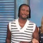 Scott’s white striped cashmere vest on Access Hollywood