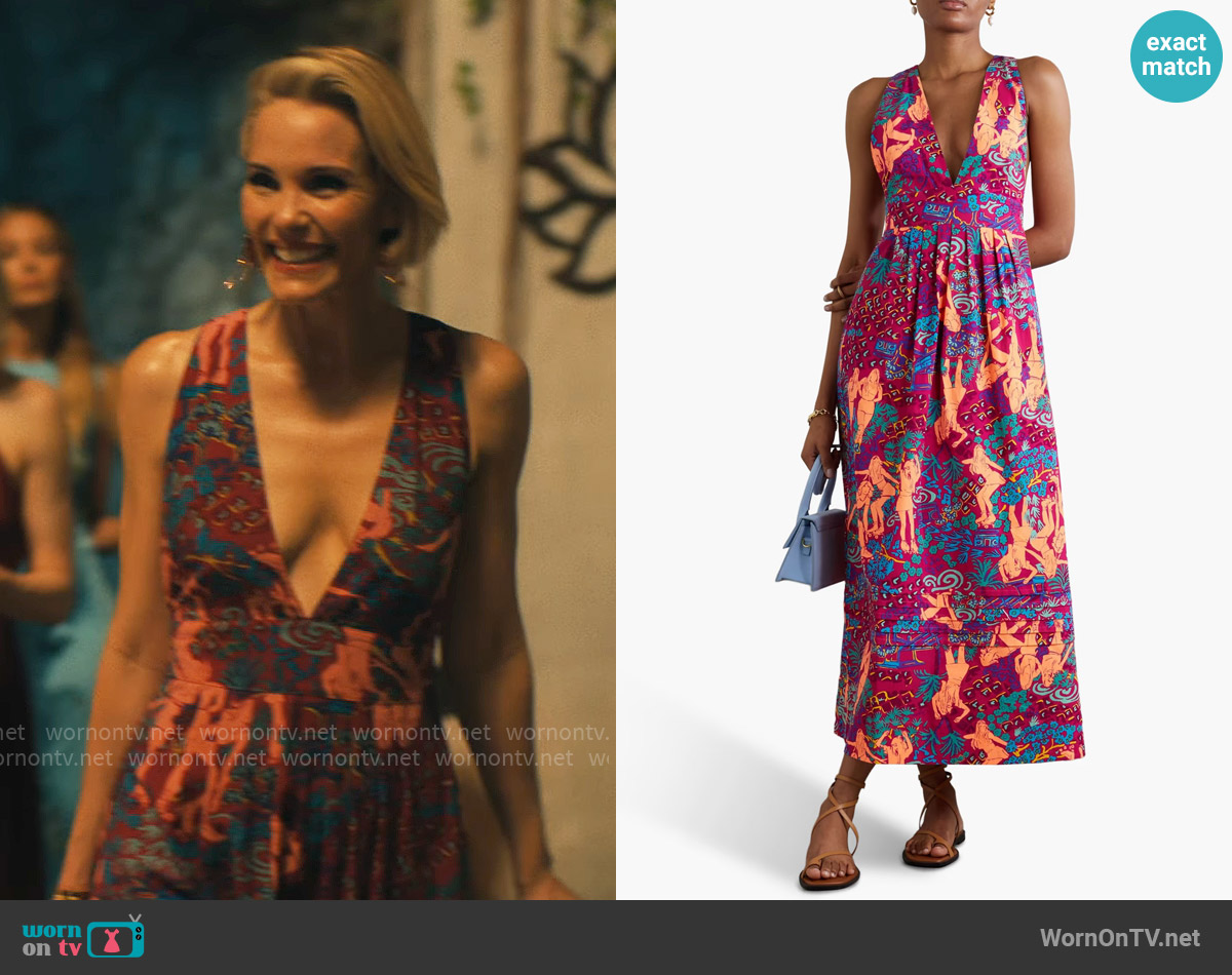 See by Chloe Cutout printed cotton maxi dress worn by Kate (Leslie Bibb) on The White Lotus