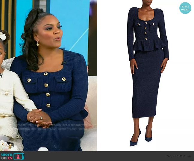 Self Portrait Knit Peplum Maxi Dress worn by Ellen Rucker Sellers on Tamron Hall Show