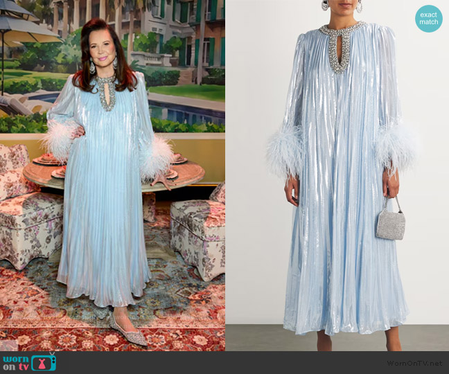 Self Portrait Silk-Blend Pleated Midi Dress worn by Patricia Altschul on Southern Charm