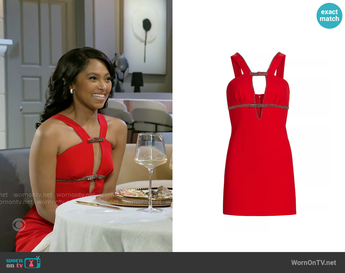 Self Portrait Crepê Diamanté Bow Minidress worn by Nicole Dupree Richardson (Daphnee Duplaix) on Beyond the Gates