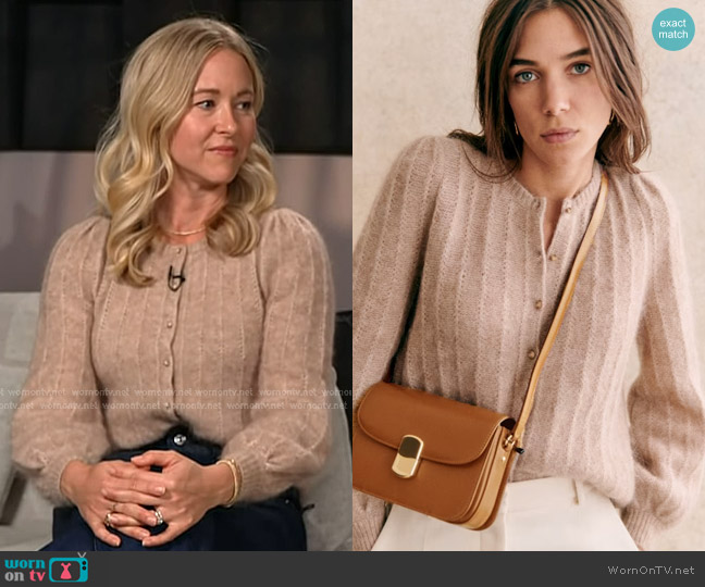 Sezane Amance Cardigan in Light Beige worn by Allison Evans on Today