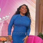 Sherri’s blue ribbed long sleeve dress on Sherri
