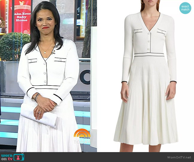 Simkhai Heloisa Piped Rib-Knit Midi-Dress worn by Laura Jarrett on Today