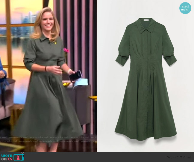 Simkhai Jazz Pintucked Midi Shirtdress worn by Sara Haines on The View