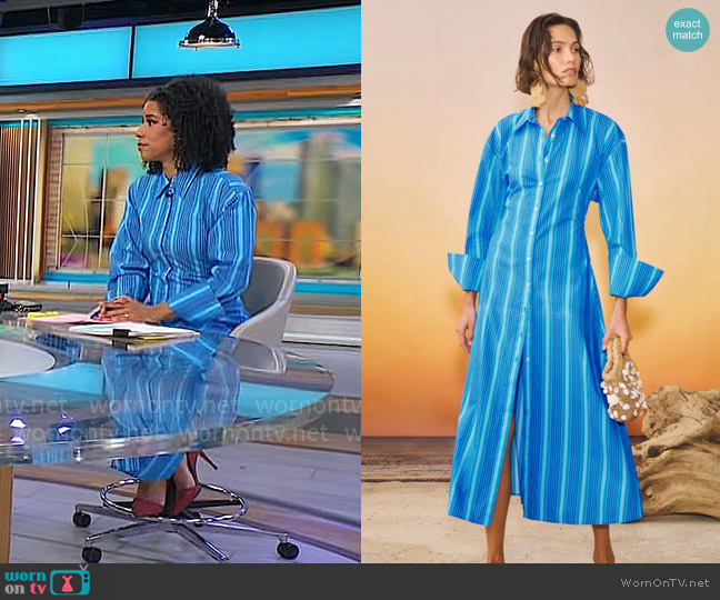 Simon Miller x RTR Loch Maxi Dress worn by Adriana Diaz on CBS Mornings