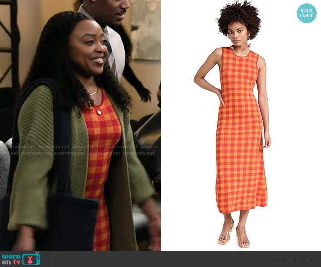 Simon Miller Plaid Print Midi Dress worn by Janine Teagues (Quinta Brunson) on Abbott Elementary