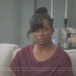Simone’s purple stitched tee on Greys Anatomy