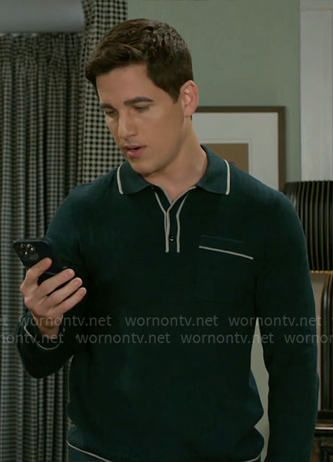 Smitty’s green polo sweater on Beyond the Gates