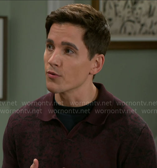 Smitty’s purple printed polo sweater on Beyond the Gates