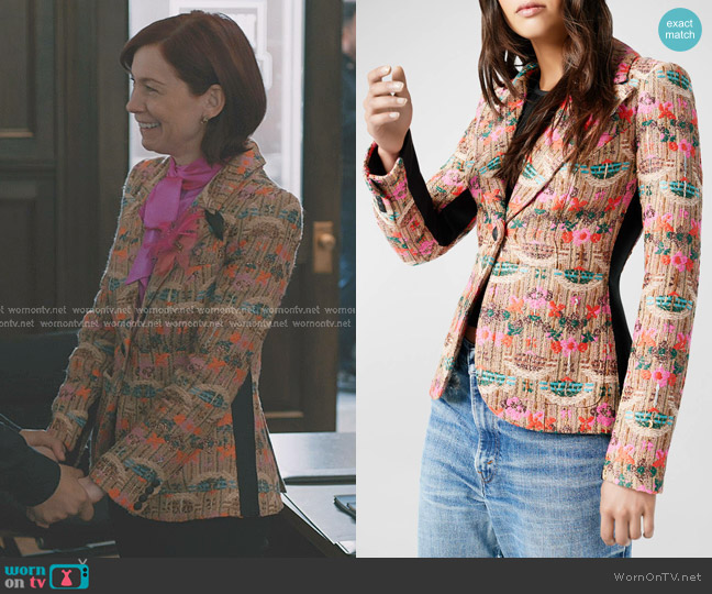 Smythe Patch Pocket Jacquard Tux Stripe Blazer worn by Elsbeth Tascioni (Carrie Preston) on Elsbeth