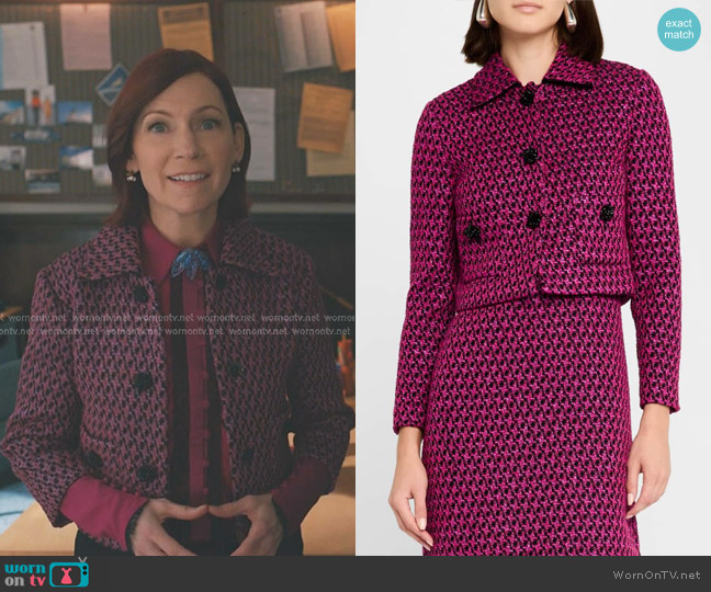 St. John Metallic Houndstooth Tweed Jacket worn by Elsbeth Tascioni (Carrie Preston) on Elsbeth