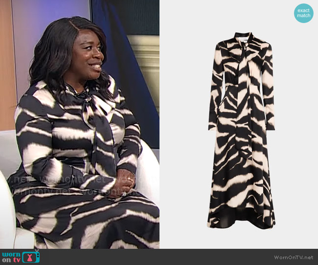 St John Long Sleeve Zebra Print Dress worn by Uzo Aduba on CBS Mornings