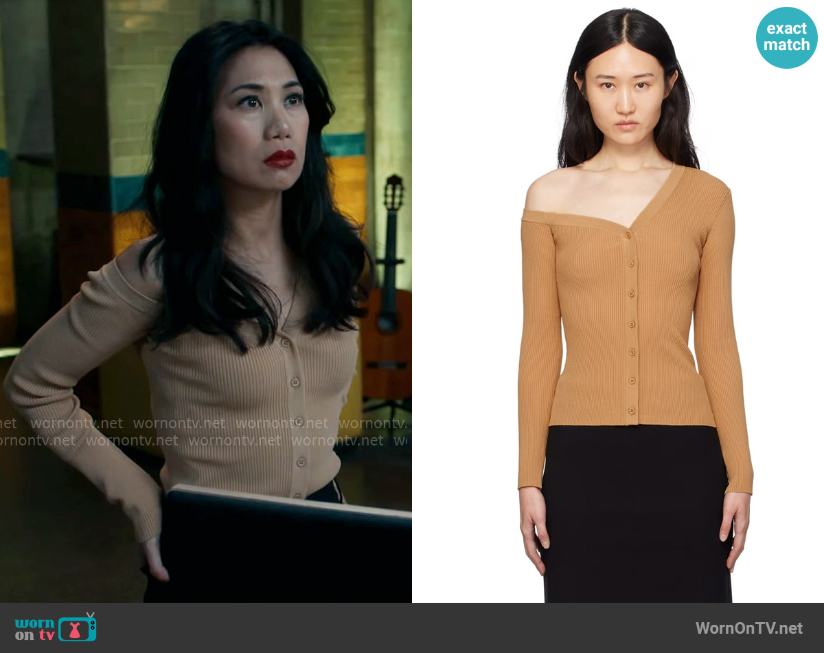 Staud Craftsman Cardigan worn by Melody Bayani (Liza Lapira) on The Equalizer