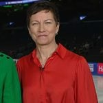 Stephanie’s red satin blouse on Today