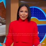 Stephanie’s red sweater and mini skirt on Good Morning America