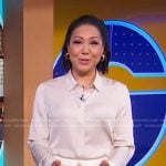 Stephanie’s white button front tweed skirt on Good Morning America