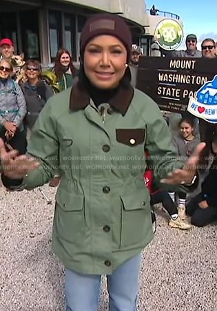 Stephanie’s green and brown field jacket on Good Morning America