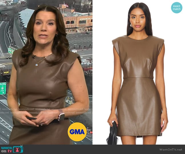 Steve Madden Belen Dress in cocoa worn by Heather O’Rourke on Good Morning America