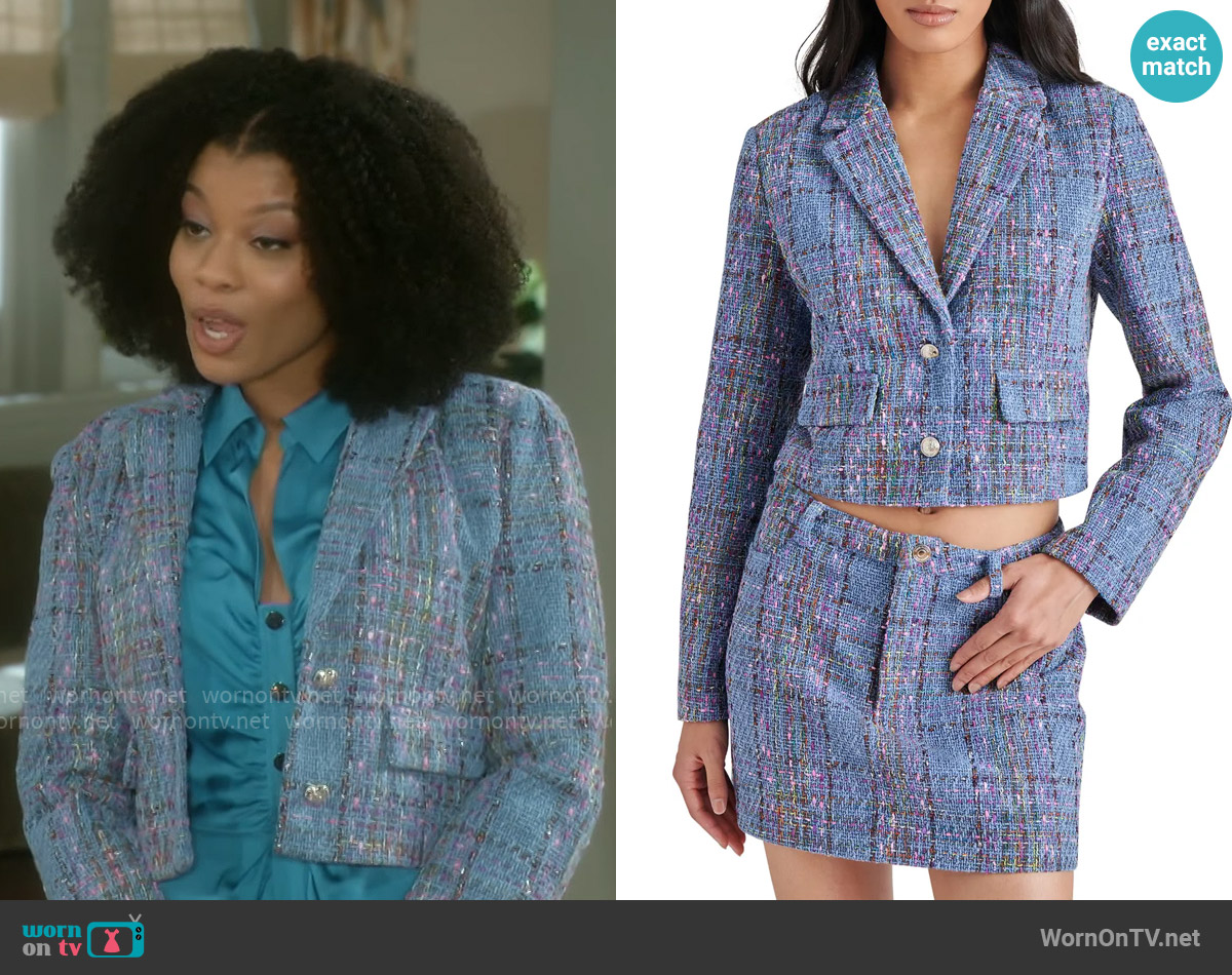 Steve Madden Seraphine Tweed Jacket worn by Eva Thomas (Ambyr Michelle) on Beyond the Gates