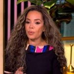 Sunny’s black embroidered trim dress on The View