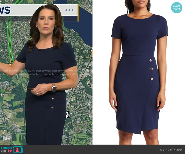 Tahari Side Button Shift Dress worn by Heather O’Rourke on Good Morning America