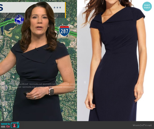 Tahari ASL Folded Neck Dress worn by Heather O’Rourke on Good Morning America
