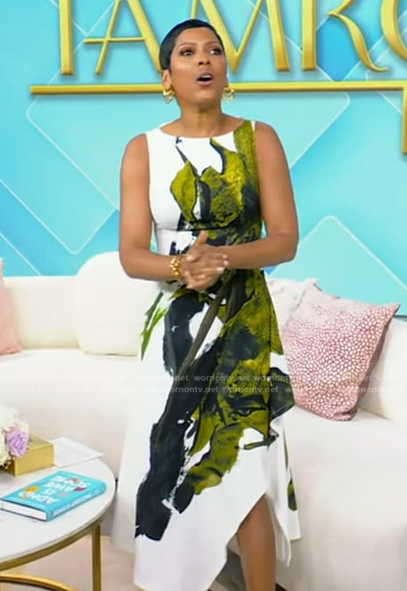 Tamron’s abstract asymmetric dress on Tamron Hall Show