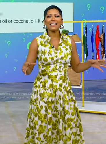 Tamron’s floral print sleeveless shirtdress on Tamron Hall Show