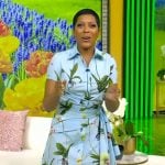 Tamron’s blue floral print dress on Tamron Hall Show