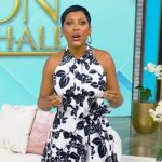 Tamron’s floral print halter neck dress on Tamron Hall Show
