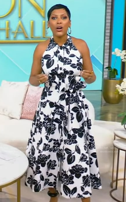 Tamron’s floral print halter neck dress on Tamron Hall Show
