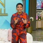 Tamron’s lily print blouse and pants on Tamron Hall Show