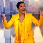 Tamron’s yellow satin suit on The View