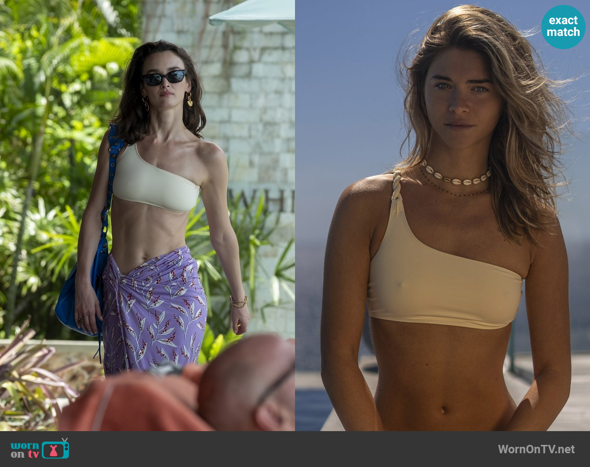 Tara Matthews Calvi Ivory Tie-side Bikini worn by Chloe (Charlotte Le Bon) on The White Lotus