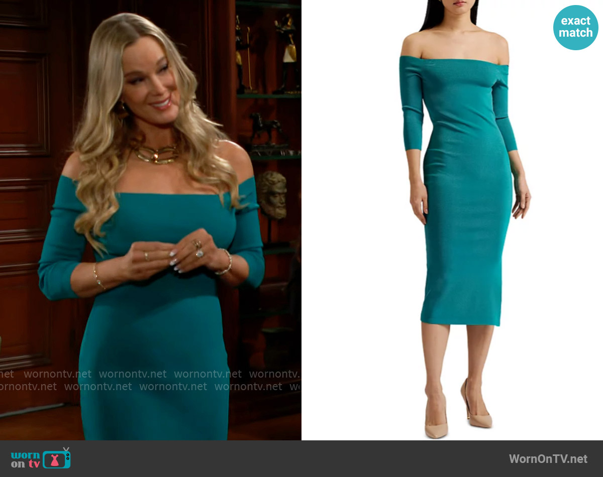 Ted Baker Ovvett Off The Shoulder Bodycon Dress worn by Donna Logan (Jennifer Gareis) on The Bold and the Beautiful