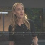 Teddy’s black top and beige wrap pants on Greys Anatomy