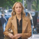 Teddy’s black draped polo dress and leather trench coat on Greys Anatomy